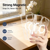 Étui de téléphone transparent magnétique de qualité supérieure, antichoc, protection transparente avec aimant puissant pour accessoires de téléphone portable