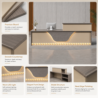 Bureau d'accueil moderne et élégant avec éclairage LED, bureau d'accueil de luxe avec rangement, taille personnalisée pour bureau, hôtel, salon de beauté, salle d'exposition