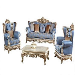 Impresionante conjunto de sofá pulido plateado, muebles de sala de estar formales metálicos tradicionales, juego de sofá de asiento cómodo para el hogar - Product Image 1