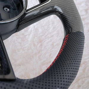 Pour <span class=keywords><strong>Audi</strong></span> A3 A4 A5 S3 S4 S5 2017-2022 Fiber de carbone en cuir véritable volant à fond plat Sport volant voiture style - Product Image 5