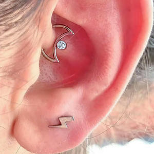 Pendientes de Aro para Nariz con Forma Geométrica de Luna y Ojo de Caballo, de Cristal de Tungsteno F136, para Septum, <span class=keywords><strong>Tragus</strong></span>, Hélix, Joyería para Piercings - Product Image 4