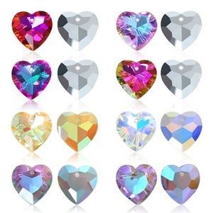 12 pièces/sac, perles en cristal en forme de cœur de 14 mm, effet <span class=keywords><strong>aurore</strong></span> boréale, trou unique, fournitures pour la fabrication de bijoux DIY - Product Image 3