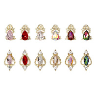 Breloques 3D pour ongles en alliage, motif crapaud doré, style baroque gothique, incrustées de strass colorés, accessoires de nail art