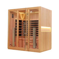 Sauna infrarouge lointain intérieur sec de luxe en bois massif contrôlé par wifi pour 4 personnes