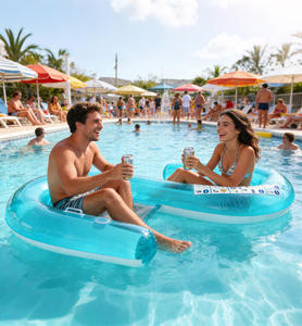 Flotador Inflable para Piscina Marazual en Forma de S para <span class=keywords><strong>2</strong></span> Personas, Hamaca de Malla con Portavasos para Vacaciones de Verano en la Playa - Product Image 6