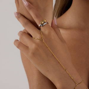 Heart Shape <b>Adjustable</b> <b>Ring</b> Gold Silver Color Block Women's Jewelry Stainless Steel Fashion <b>Ring</b> - Product Image 2