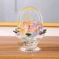 Boîte à fleurs en verre cristal Dazi – Bouquet floral haut de gamme, cadeau d'anniversaire, ornement décoratif rose tendance, esthétique féminine