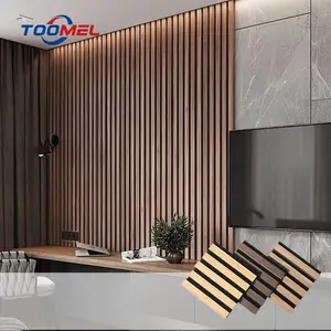Natural Oak Walnut Textured Sound Proofing Wood Wool Grooved Acoustic Panels akupanel