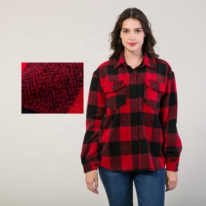 Opération directe en usine poches boutons à manches longues col rabattu grande quantité veste <span class=keywords><strong>femme</strong></span> rouge et noire pour l'automne - Product Image 1