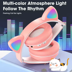 Auriculares B39M con Luz Intermitente, Orejas Lindas, Auriculares Estéreo B39 con Soporte para Tarjeta TF, Auriculares Inalámbricos para Niñas, Regalo de Cumpleaños - Product Image 2
