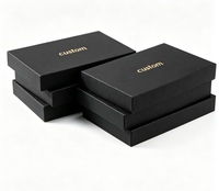Boîte cadeau rigide noire personnalisée avec logo, rectangulaire, estampage à chaud, emballage en carton haut de gamme pour cadeaux et artisanat