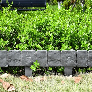 <strong>Garden</strong> <strong>Edging</strong> Border Gardening Lawn Fence <strong>Plastic</strong> Cobblestone Effect Lawn Trimming 4 Pcs of Foldable Stitching Grey Orange - Product Image 2