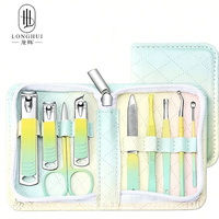 Juego de Cortaúñas Portátil Longhui 9 en 1 de Acero Inoxidable con Estuche con Cierre, Kit de Manicura Multifuncional, Herramientas Profesionales para Uñas