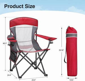 Chaises de camping pliantes écologiques en métal léger avec porte-gobelet et accoudoirs, chaise de plage pour touristes, randonnée - Product Image 6