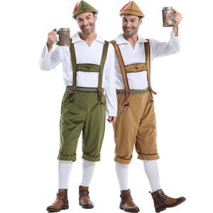 BAIGE vrac Oktoberfest Costumes pour hommes adulte allemand bière Festival Cosplay bavarois Lederhosen chapeau haut ensemble <span class=keywords><strong>tenue</strong></span> traditionnelle - Product Image 1