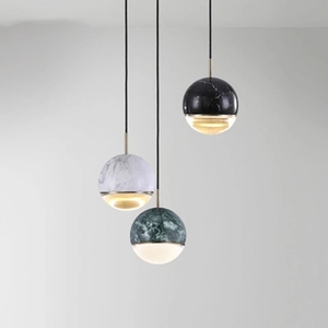 Simple petit lustre bar salle à manger verre de chevet boule ronde suspension en marbre - Product Image 6