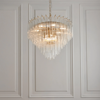 Lustre en verre transparent à 12 lumières avec bords angulaires, LED dimmable, certifié CCC.CE.RoHS, garantie 3 ans pour la maison et les mariages