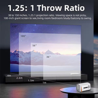 Projecteur intelligent portable T100 720P Full HD pour l'extérieur, Android 9.0, WiFi 5G, projecteur de cinéma maison sans fil LED