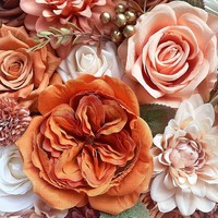 Boîte de fleurs artificielles en soie réalistes DIY - Décoration moderne faite à la main pour mariage, anniversaire, Noël, rentrée scolaire, Thanksgiving, maison