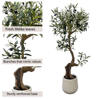 Arbre d'olivier artificiel méditerranéen de 47 pouces/120 m, tronc torsadé sculpté avec fruits noirs, plante en soie pour la décoration d'hôtels, de boutiques et de magasins