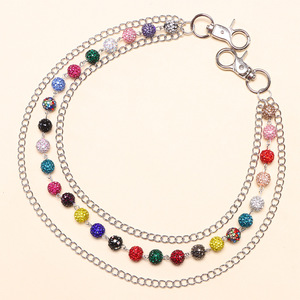 โซ่คล้องกางเกงยีนส์สไตล์ยุโรปอเมริกัน ประดับคริสตัลหลากสีสัน สำหรับผู้ชายและผู้หญิง แฟชั่นฮิปฮอป โซ่คาดเอวหลายชั้น - Product Image 6