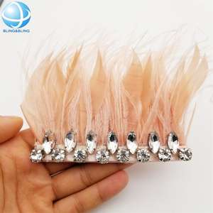 Apliques de plumas azul real de lujo, adorno para zapatos, tira de encaje de plumas de avestruz de cristal, accesorios para sandalias - Product Image 4