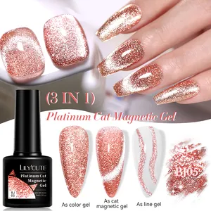 LILYCUTE 7ml 3 In 1 toksik olmayan parlak platin jel Liner Nail Art altın gümüş flaş kapalı islatın Uv jel kedi göz tırnak jeli lehçe