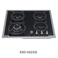 Cuisinière à gaz encastrable 4 brûleurs en verre trempé noir, fabriquée en Chine, pour cuisine domestique