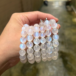 Wholesale 8A Natural Blue <strong>Moonstone</strong> <strong>Bracelet</strong> Premium Bubble Bead Charms Round Gemstone Jewelry for Women Holiday Gifts - Product Image 3