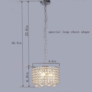 Lámpara de Techo Colgante Redonda de Cristal con Forma de Tambor, LED E26, 3500K, Blanco Cálido, Dorado, Altura Ajustable, para Sala de Estar - Product Image 2