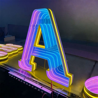 Letrero Comercial con Logotipo, Letras Iluminadas LED, Espejo Infinito con Varios Efectos de Luz Coloridos, Letrero para Tienda o Fiesta
