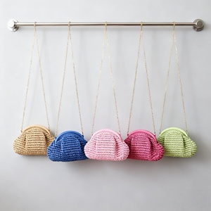 Sac à main vintage en paille tressée, pochette au crochet, mini sac de plage tendance pour femme, intérieur doublé tricoté, mini Strohtasche - Product Image 2