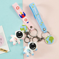 Porte-clés 3D en PVC avec pendentif pour sac de voiture, dessin animé mignon, astronaute, astronaute, cadeau de couple