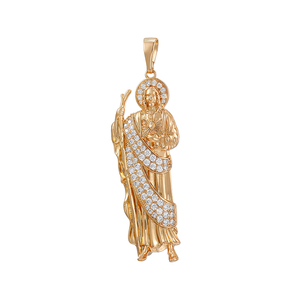 1113 Xuping Colgante de San Judas Tadeo con Pavé de Diamantes de Circonita Blanca y Colgantes de Nuestra Señora de la Santa Muerte - Product Image 1