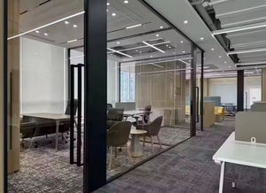 Офисная стеклянная перегородка и передвижная стеклянная стена-разделитель, алюминиевая звукоизоляционная перегородка с раздвижными матовыми стеклянными панелями - Product Image 5