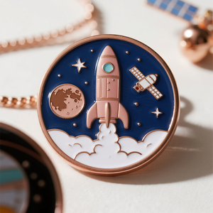 Insignia de metal de la <span class=keywords><strong>misi</strong></span>ón espacial Fabricante OEM Pin de esmalte de lanzamiento de cohete personalizado - Product Image 1