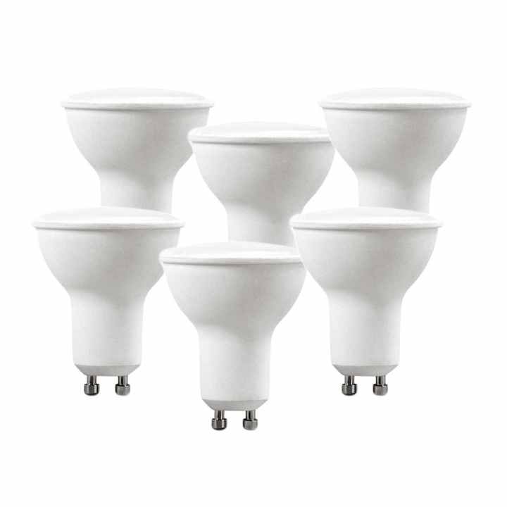 6 PCS GU10 LED Lamp 5W 220V 110 Degrees Cold White 6400K Opal Diffuser SKU-212741 - Lighting / Bulbs