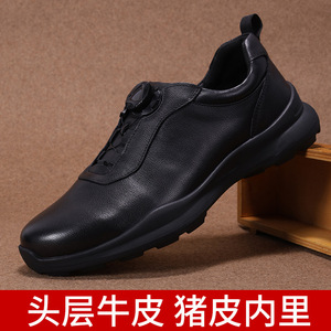 Chaussures pour hommes en cuir véritable à bout rond, semelle en caoutchouc antidérapante, chaussures de marche toutes saisons, lacets, semelle intermédiaire en EVA - Product Image 5