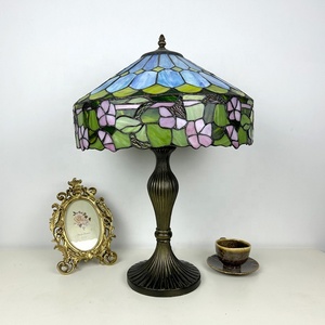 LongHuiJing Mediterranean Dome Table Lamp 23Inch High E26 Stained Glass Lampshade AC Simple <b>Decorative</b> Living Room Bedroom - Product Image 2