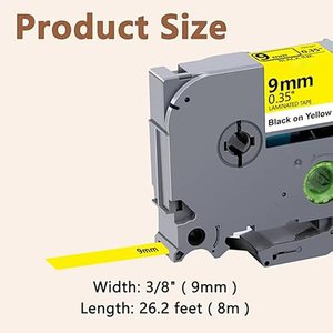 Cinta de Etiquetas Compatible TZe 621 TZe-621 Negra sobre Amarilla 9mm X 8m - Product Image 6