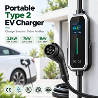 Chargeur mural pour véhicules électriques de type 2 CE RoHS 3,5 kW 7 kW 11 kW 16 A 32 A 230 V 380 V avec application WiFi Bluetooth, réglage du courant, IP65 IK10, fournisseur OEM