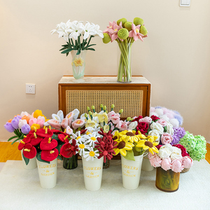 Bouquet di Fiori di Peluche Morbidi <span class=keywords><strong>e</strong></span> Carini, Tulipani, Rose <span class=keywords><strong>e</strong></span> Girasoli Imbottiti, Regalo per San Valentino, Decorazione per la Casa - Product Image 6