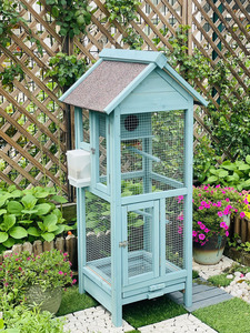 Nichoir pour oiseaux en bois massif d'extérieur, écologique, fermeture à bouton, forme carrée, style classique - Grands perroquets/calcots/merle-doux - Product Image 3