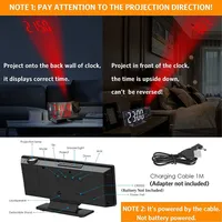 Réveil projecteur multifonction silencieux et lumineux avec grand écran LED - Idéal pour la maison et le bureau