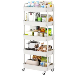 Chariot de rangement étroit à roulettes extensible, organisateur pour espaces étroits, étagère utilitaire réglable pour cuisine, salle de bain, buanderie - Product Image 1