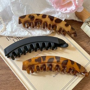 Pince à cheveux banane rétro imprimé léopard, grande taille, pour demi-queue de cheval, accessoires pour femmes et filles - Product Image 1