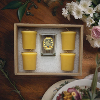 GB46-51F Vente en gros de bougies décoratives en cire d'abeille, bougies votives en verre parfumées, ensemble cadeau