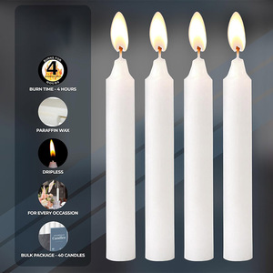 4 Hour Burn Time 5 Inch 40 Pack Unscented <strong>White</strong> Lighting Home Decor Dinner Unscented <strong>Taper</strong> <strong>Candles</strong> - Product Image 2