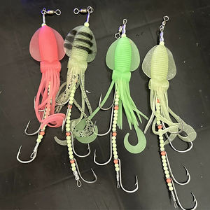 Señuelo DE PESCA DE <span class=keywords><strong>octupus</strong></span> suave con anzuelo, aparejo de pesca colgante de calamar, venta al por mayor, aparejos y aparejos de pesca - Product Image 5