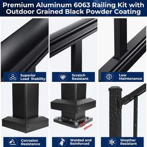 Sistema de Barandillas de Aluminio para Terraza de Piscina de Villa |   Kit de Bricolaje Sin Soldadura |   Proveedor de Tamaños Personalizados OEM - Product Image 2